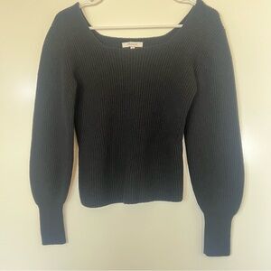 Madewell Black Off-the-Shoulder Ribbed Balloon Sleeve Sweater